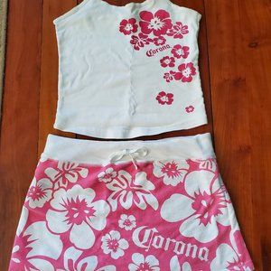 Juniors Corona Tank and Mini Skirt Set - Size medium